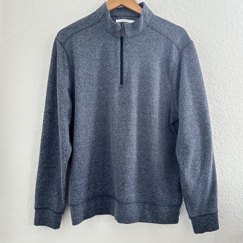 Greg‎ Norman Pullover Mens M Blue Shark 1/4 Zip Patch Golf Sweatshirt Athleisure
